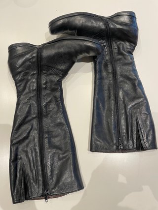 Botas altas vintage cuero negro multicolor