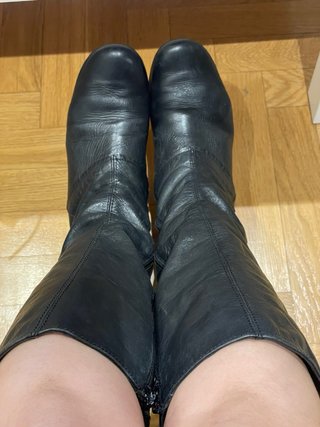 Botas altas vintage cuero negro multicolor