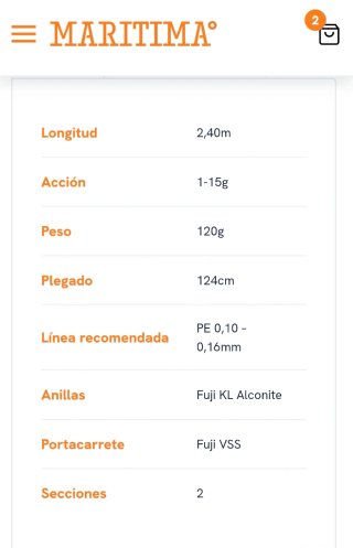 Caña Cinnetic Rextail Rock'dart 2.40L mtrs 1-15gr