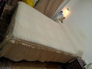 Colcha ganchillo beige 135