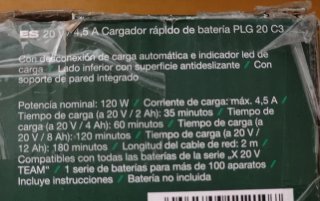 Cargador Rápido Parkside 20V 4.5A