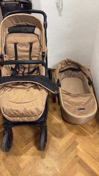 Cochecito bebé y capazo color beige