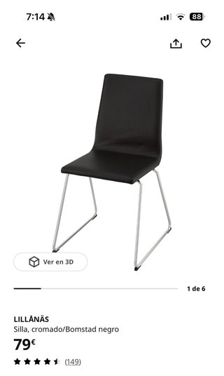 Silla ikea diseño piel negro  LILLÄNÄS