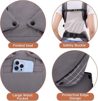 Mochila Portabebés GAGAKU Gris NUEVA