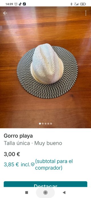 Gorro de playa blanco y negro