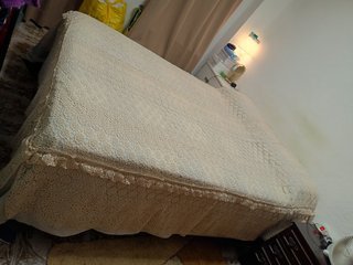 Colcha ganchillo beige 135