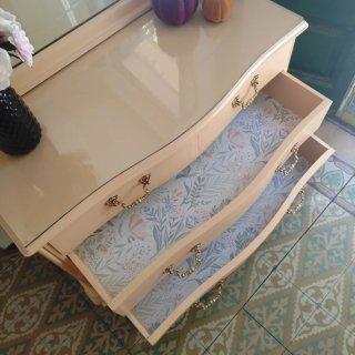 Cómoda Vintage Crema • Mueble Tocador + Espejo