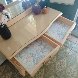Cómoda Vintage Crema • Mueble Tocador + Espejo