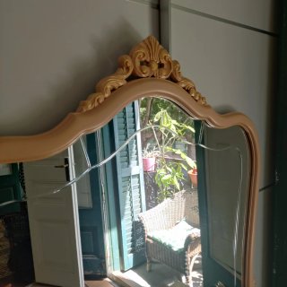 Cómoda Vintage Crema • Mueble Tocador + Espejo