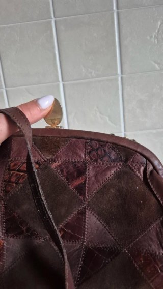 Borsa patchwork pelle marrone
