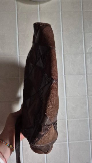 Borsetta patchwork pelle scamosciata e pitone