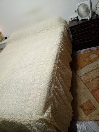 Colcha ganchillo beige 135