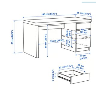 Escritorio blanco IKEA con cajón y armario
