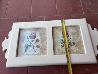 Cuadro decorativo flores beige y rosa