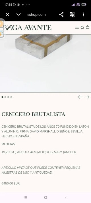 Cenicero y cuenco metálico Brutalista con asas