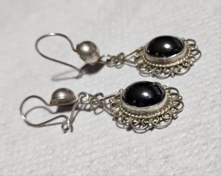 Pendientes Plata 925 con Piedra Negra