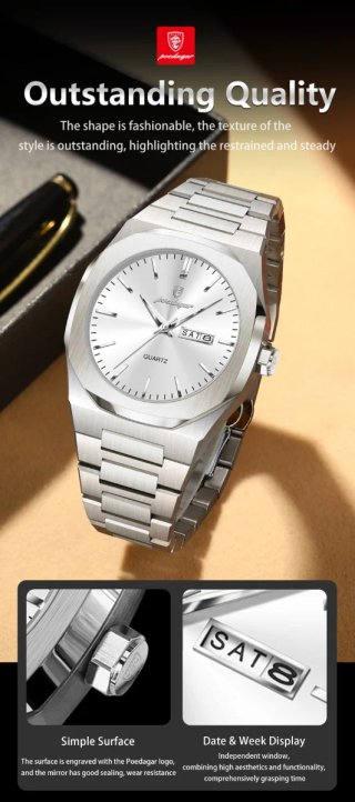 Reloj POEDAGAR Plata/Blanco Hombre