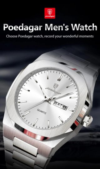 Reloj POEDAGAR Plata/Blanco Hombre