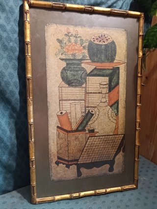 Cuadro coreano vintage marco bambú