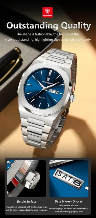 Reloj POEDAGAR Hombre Azul y Plateado