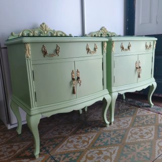 Mesitas Noche Vintage Verde Menta