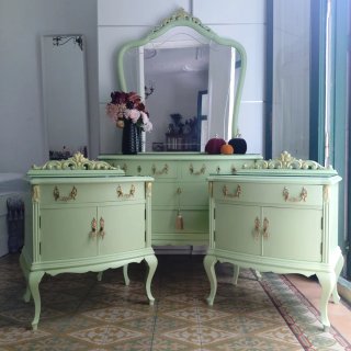 Mesitas Noche Vintage Verde Menta
