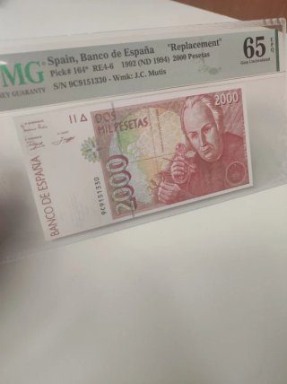 Billete 2000 Pesetas España 1992 PMG 65 EPQ