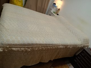 Colcha ganchillo beige 135