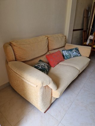 Sofá 3 plazas tela beige