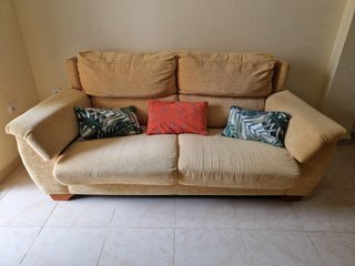 Sofá 3 plazas tela beige