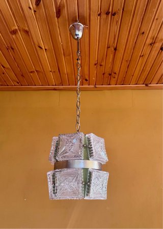 Lampadario Space Age vintage verde/trasparente