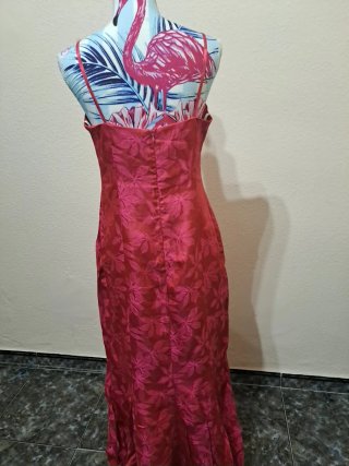Vestido largo glamour rosa/rojo
