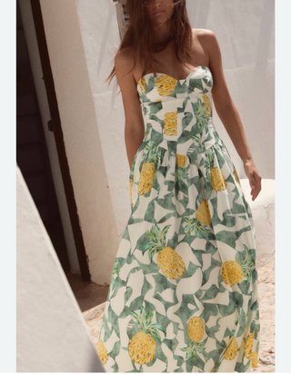 Vestido midi Zara estampado  frutas  Talla XXL