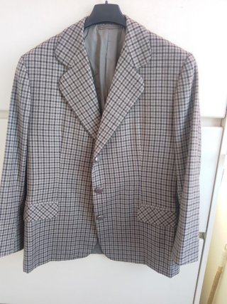 Giacca blazer in tweed di lana a quadri vintage L