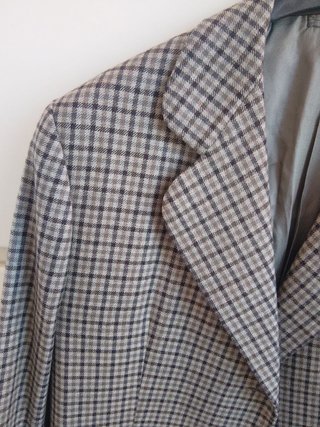 Giacca blazer in tweed di lana a quadri vintage L