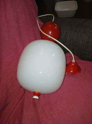 Lampadario design anni '60 rosso/bianco
