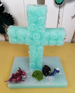 Vela Cruz Decorativa Azul Claro