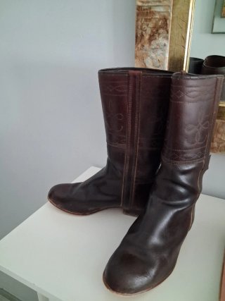 Botas camperas de cuero marrón