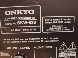 Onkyo skw-938 woofer 12pulgadas espectacular