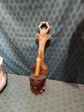 Portavelas de pared vintage madera tallada
