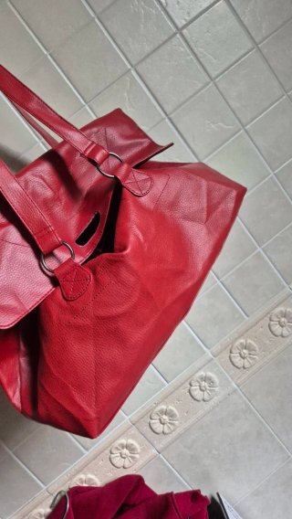 Borsa tote rossa in pelle