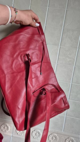 Borsa tote rossa in pelle
