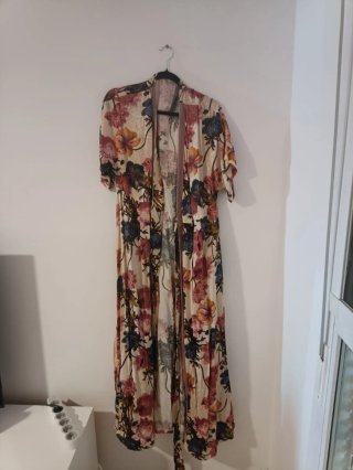 Vestido Kimono Largo Estampado Floral