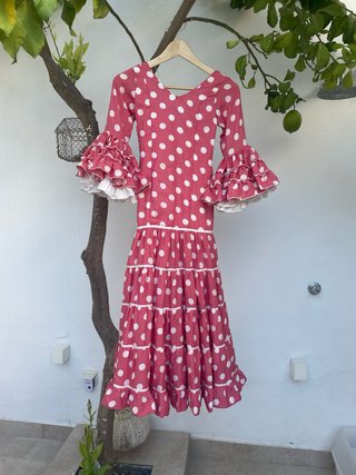 Traje Flamenca Niña Lunares coral De 8 a 11 años