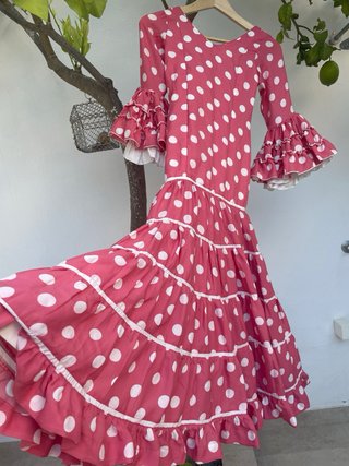 Traje Flamenca Niña Lunares coral De 8 a 11 años