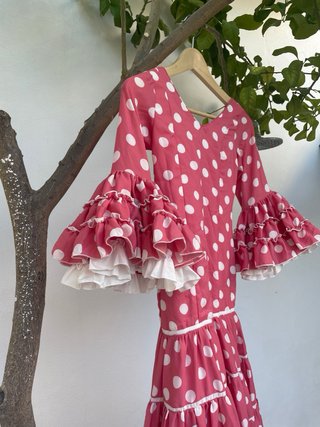 Traje Flamenca Niña Lunares coral De 8 a 11 años
