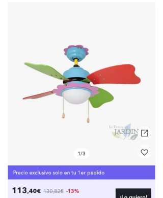 Ventilador infantil flor con lámpara