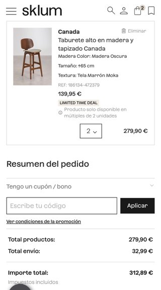 2 Taburetes Altos Sklum NUEVOS