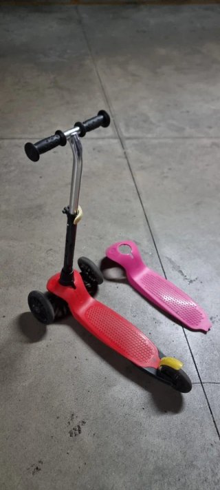 Patinete infantil 3 ruedas rosa y rojo