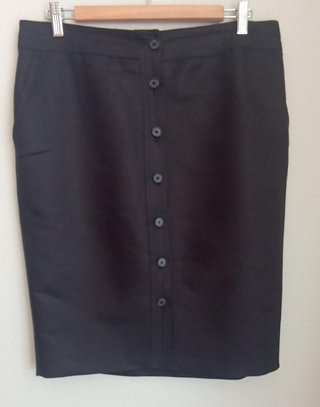 Falda Ralph Lauren Negra Botones